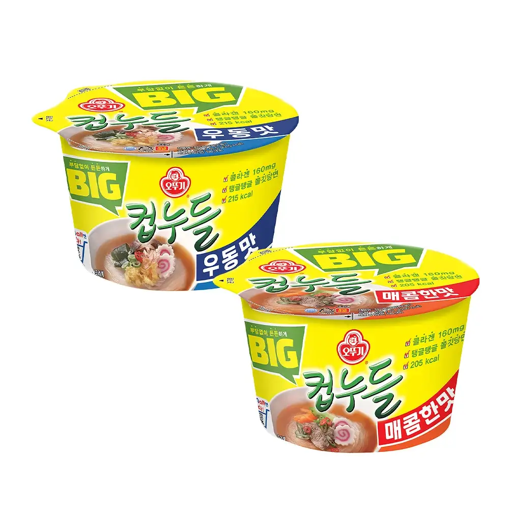 [오뚜기] 빅컵누들 매콤한맛/우동맛 2종 중 선택